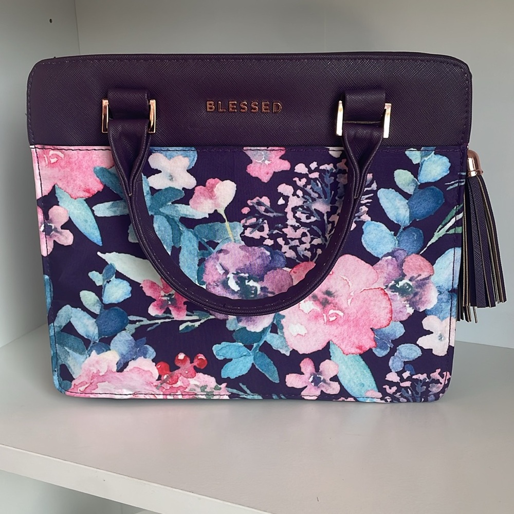 NWT - Large Purple Floral Bible Cover Purse